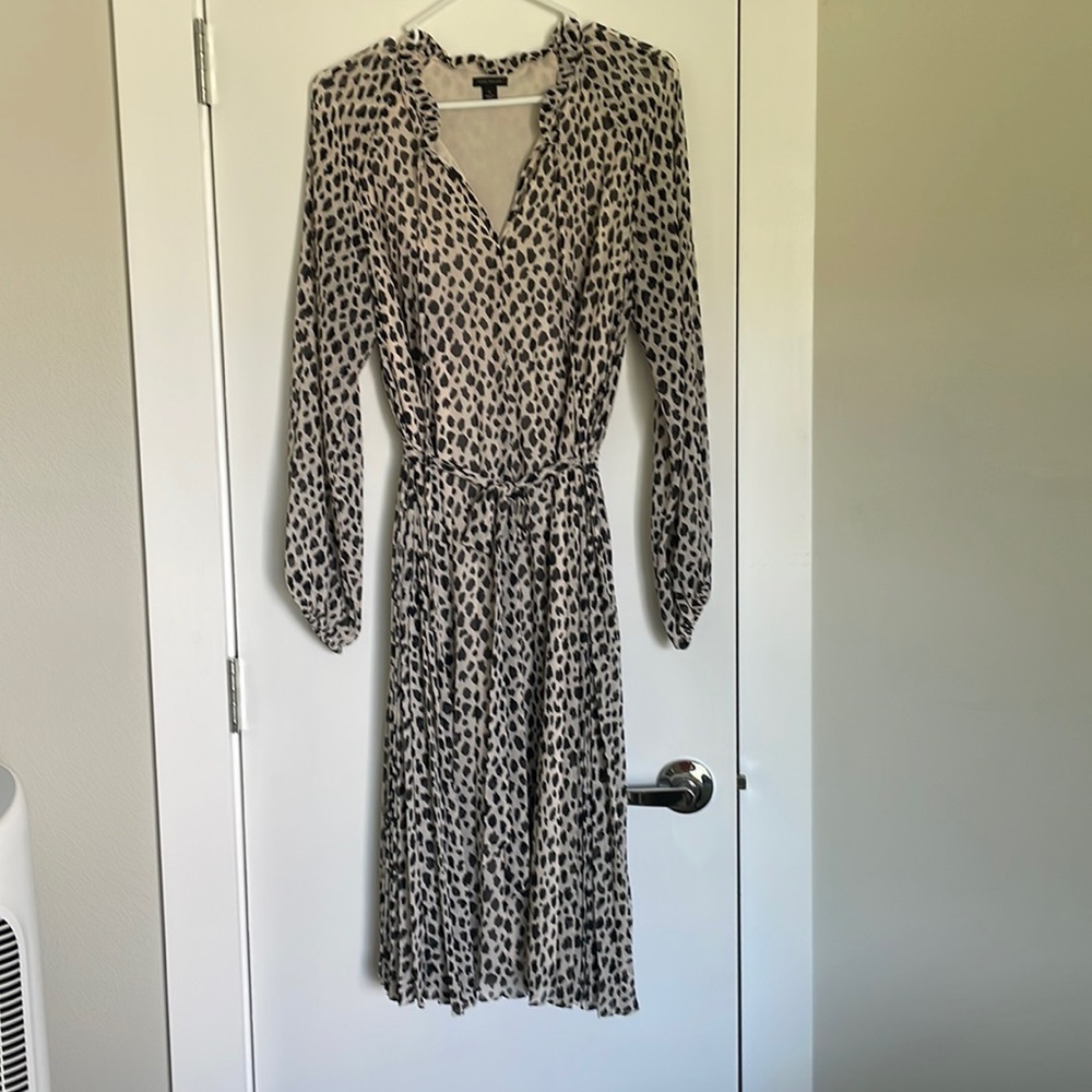 Ann Taylor Beige and Black Leopard Print Wrap Dress